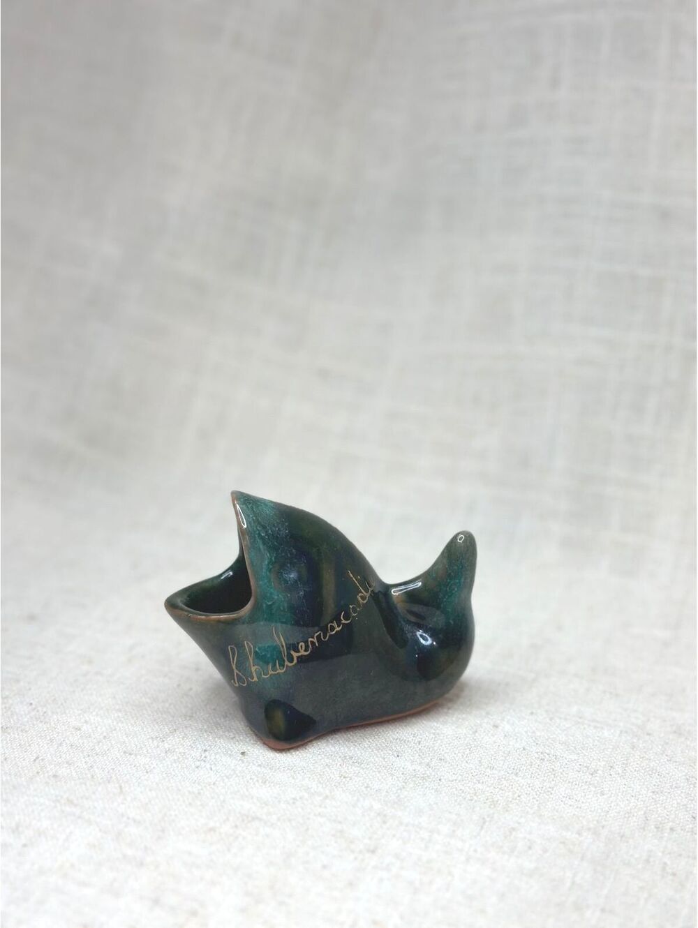 Vintage Blue Mountain Pottery "Shubenacadie" Small Fish Canada Green Drip Glaze